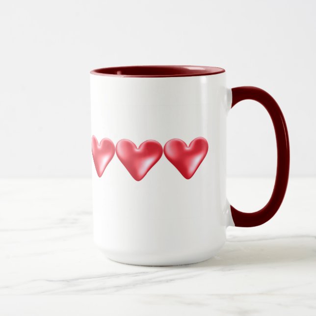 Mug Coeurs rouges doux (Droite)