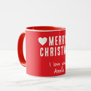 Mug Coeurs rouges Joyeux petit ami de Noël