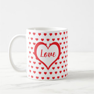 Mug Coeurs rouges mignons avec Coeurs rouges et blancs