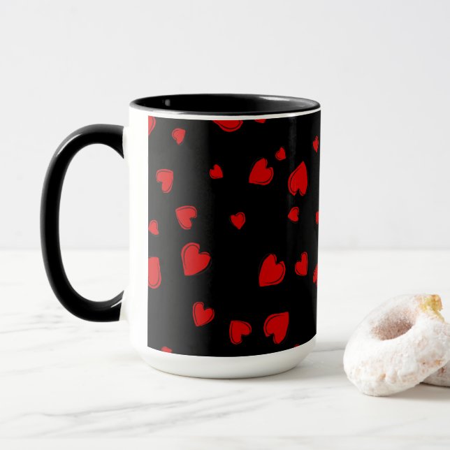 Mug Coeurs rouges personnalisés (Avec donut)