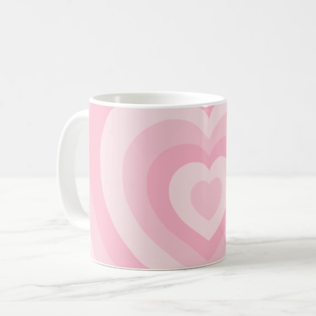 Mug Coeurs Vintages rétro Bébé rose (Devant gauche)