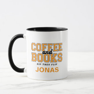Mug Coffee and Books Sip Then Flip Bookworm Orange