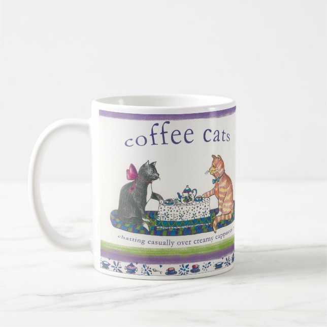Mug Coffee Cats Chatter sur Cappucinos Crémeux (Gauche)