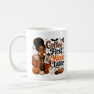 Mug Coffee d'abord, musique plus tard Halloween
