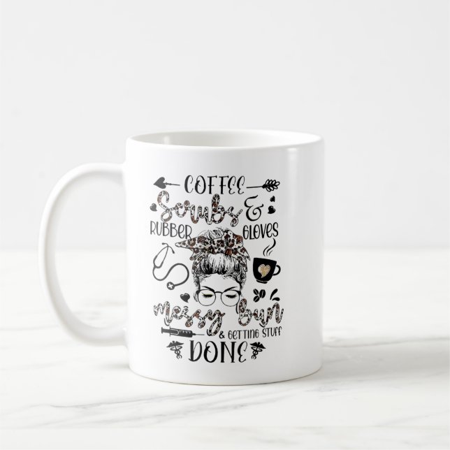 Mug Coffee Scrubs Gants En Caoutchouc Messy Bun Obteni (Gauche)
