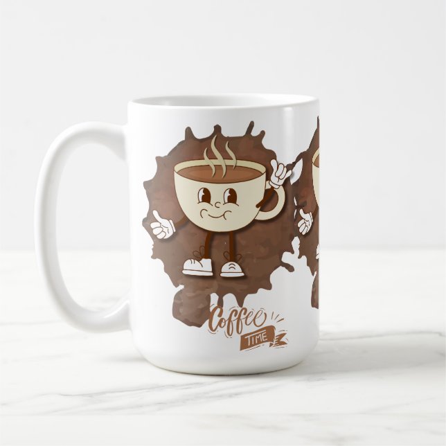 Mug **Coffee Time – Cute Smiling Cup Steam  (Gauche)
