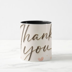Mug Coffret Merci Cœurs Roses Deux Tons Écriture Moder