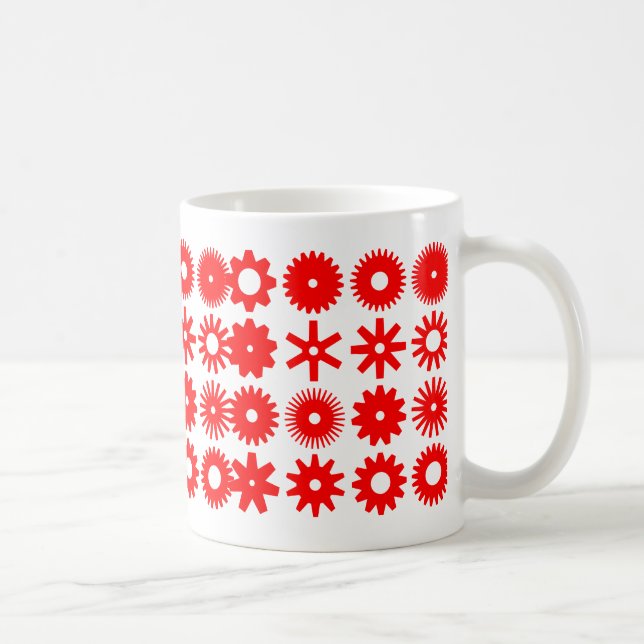 Mug Cogs - Rouge sur blanc (Droite)