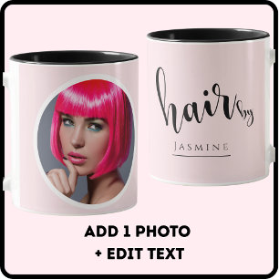 Mug Coiffeur Rose Pâle Photo Élégant Café 