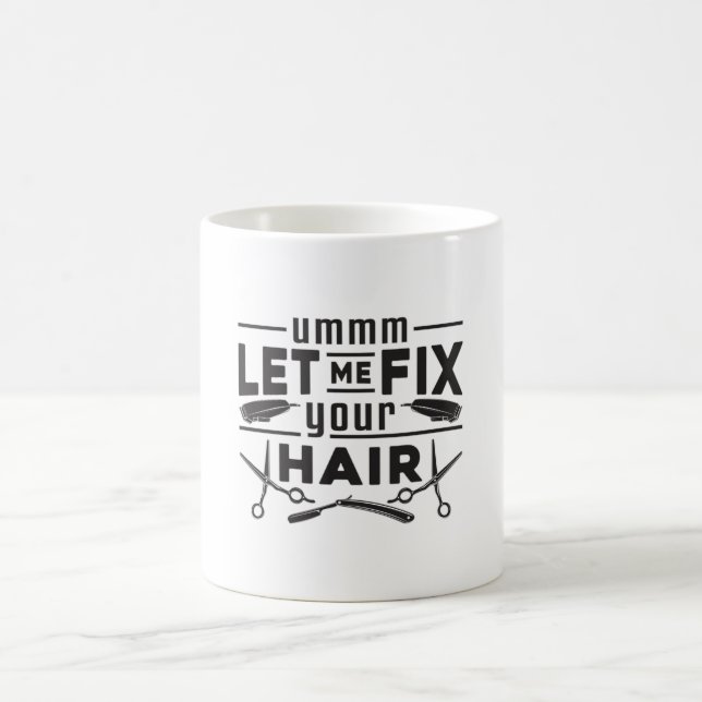Mug Coiffeuse Stylo Barber Ciseaux Coiffeur Idée cadea (Centre)