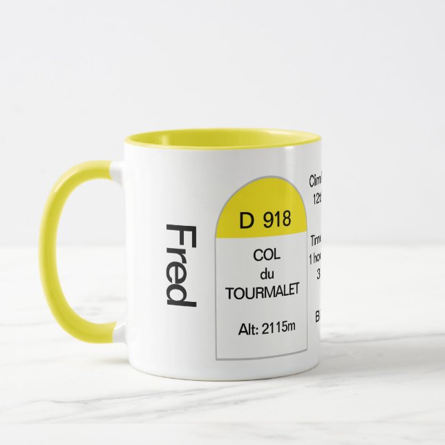 Mug Col du tourmalet, marqueur routier français, VTT (Gauche)