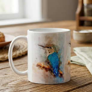 Mug Colibri aquarelle vibrant oiseau sur une branche