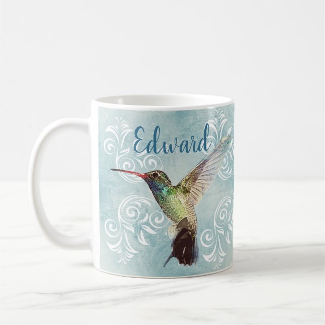 Mug Colibri avec l'arrière - plan de Flourish (Gauche)