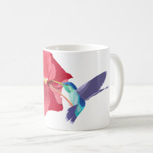 Mug Colibri bleu et vert et Hibiscus rouge  