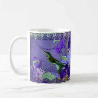 Mug Colibri en cristal violet et dentelle en arrière