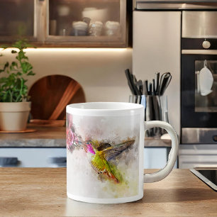 Mug Colibri volant avec fleur Aquarelle - 04