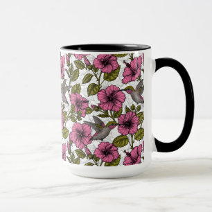 Mug Colibris et fleurs d'hibiscus roses