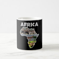 Collage blanc du continent africain de la faune