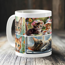 Collage d'art fin Dame Chat Fou