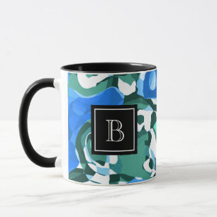Mug Collage d'art moderne Abstrait Monogramme initial 