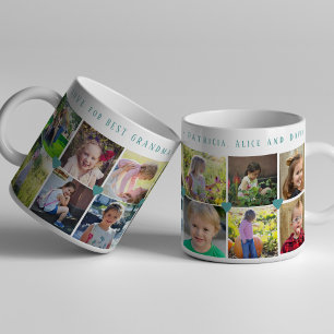 Mug collage de 12 photos AMOUR pour la MEILLEURE MAMIE