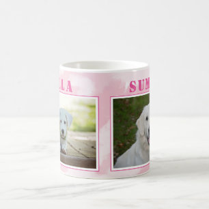 Mug Collage de 2 photos de chien rose mignon
