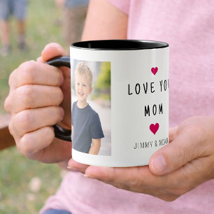 Mug Collage de 2 Photos Moderne Je t'aime Maman