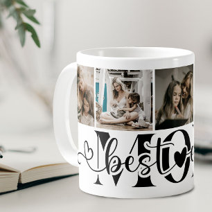 Mug Collage de 5 photos avec écriture élégante Meilleu