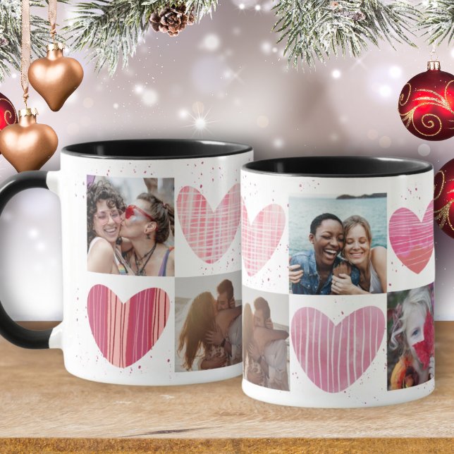 Mug Collage de coeur photo Valentine (Créateur téléchargé)