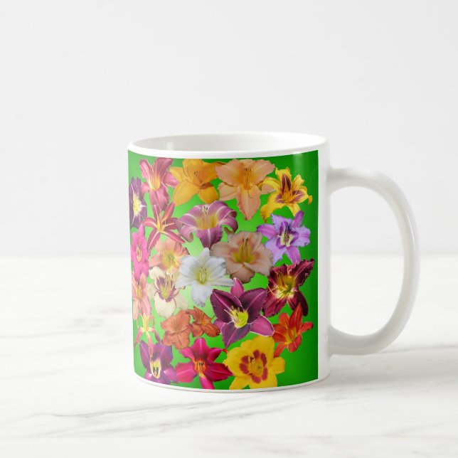 Mug Collage de Daylily sur le vert (Droite)