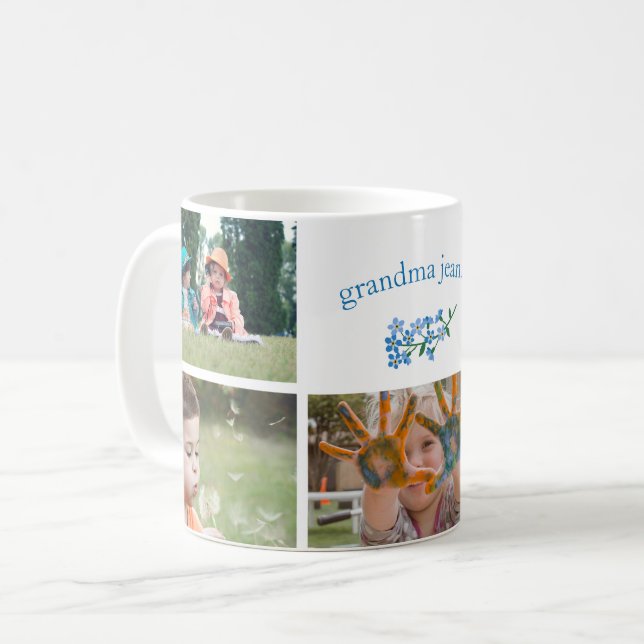 Mug Collage de photo de grand-maman de myosotis des (Devant gauche)