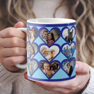 Mug Collage de photos de cœur personnalisé