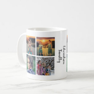 Mug Collage de photos de famille moderne monogramme no