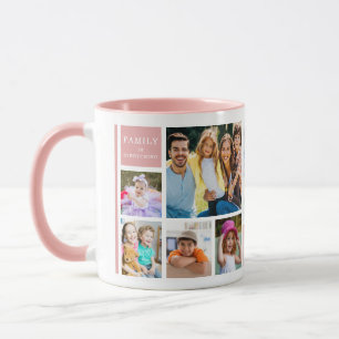 Mug Collage de photos de famille rose 12 Citation Mono
