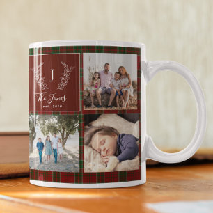 Mug Collage de photos de la famille 8 monogramme nom p