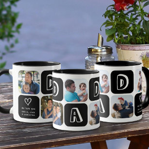 Mug Collage de photos de papa Enfants Photos Noir et B