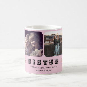 Mug Collage de photos de sœurs – Âges différents, un c