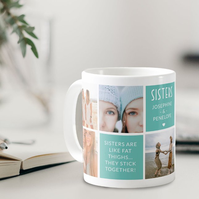 Mug Collage de photos et bloc de devis des soeurs mign (Créateur téléchargé)
