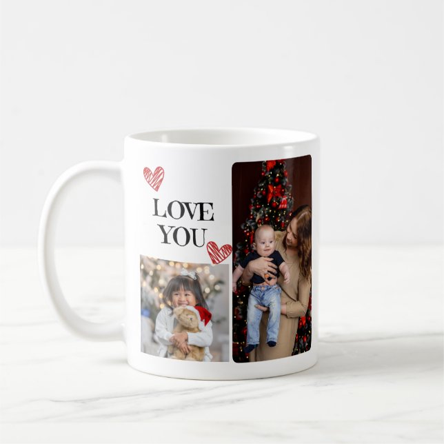 Mug Collage de photos familiales - 4 photos et texte p (Gauche)
