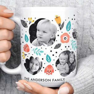 Mug Collage de photos florales colorées du jardin fami