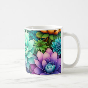 Mug Collage de succulents colorés