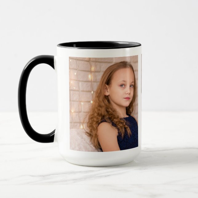 Mug Collage de trois photos personnalisées (Gauche)