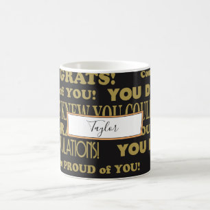 Mug Collage des mots de graduation Noir et Or