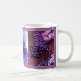 Mug Collage floral de papillon pourpre