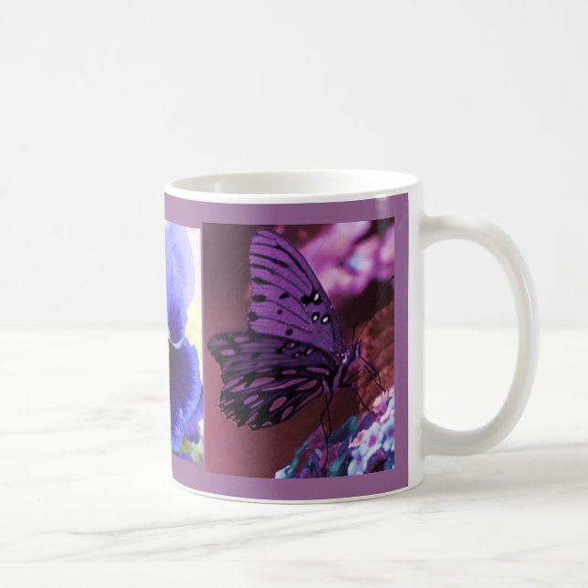 Mug Collage floral de papillon pourpre (Droite)