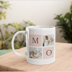 Mug Collage moderne Photo & Pastel Cadeau de maman ros