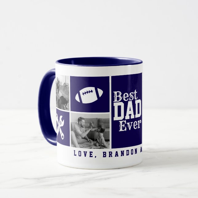 Mug Collage personnalisé de 4 photos "Meilleur Papa Ja (Devant gauche)