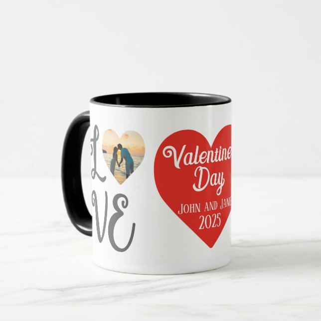 Mug Collage personnalisé de la Saint Valentin Photo "L (Devant gauche)