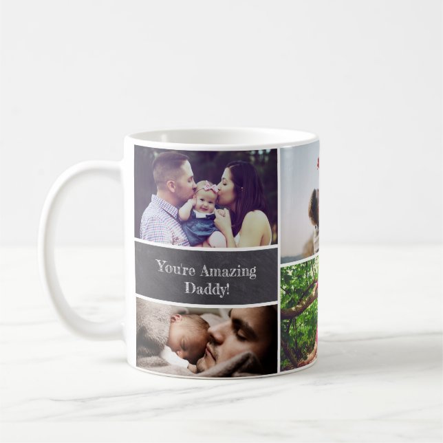 Mug Collage personnalisé de photo de fête des pères (Gauche)