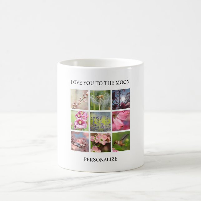 Mug Collage personnalisé de photos avec votre texte (Centre)
